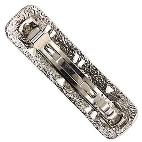 1928 Jewelry Silver Spring Flowers 2.75 Inch Hair Barrette Clip For Women, (1 Pcs)