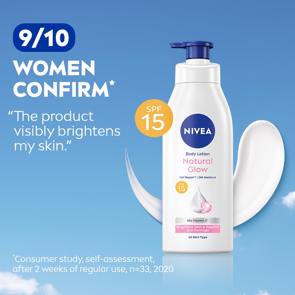 Nivea Natural Glow Body Lotion with SPF 15, Vitamin C, Lightweight Moisturizing Lotion for Daily Use, 13.52 Fl Oz (Pack of 1) Beauty & Personal Care NIVEA