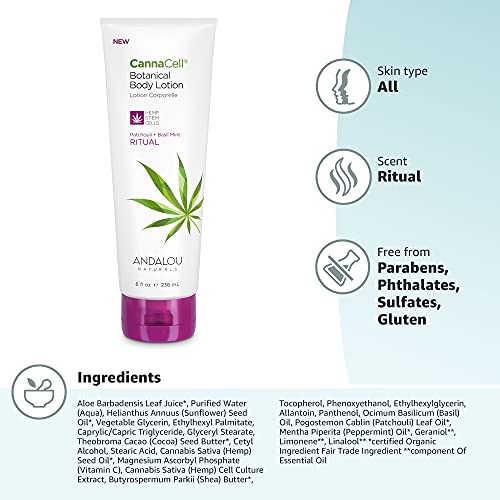 Andalou Naturals, Lotion Body Ritual Cannacell, 8 Fl Oz Beauty & Personal Care Andalou Naturals