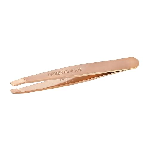 Tweezerman Rose Gold Mini Slant Tweezer - Tweezers for Eyebrows, Travel Tweezers for Eyebrows, Facial Hair Beauty & Personal Care Tweezerman