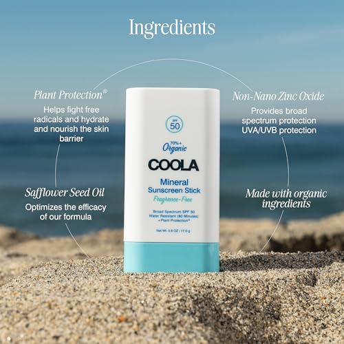 COOLA Organic Mineral Sunscreen SPF 50 Sunblock Stick, Dermatologist Tested Skin Care For Daily Protection, Vegan And Gluten Free, 0.6 Oz Beauty & Personal Care COOLA