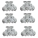 JCGY Set of 6 Mini Hair Claws Silvery White Trim Sparkly White Crystals Bridal Claw Clips 6-1-6 Beauty & Personal Care jcgy