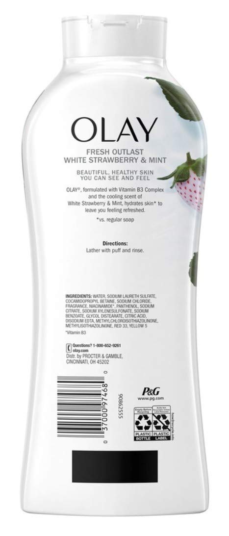Olay Body Wash Fresh Cooling Strawberry & Mint 22 Ounce (650ml) (3 Pack)3 Beauty & Personal Care Olay
