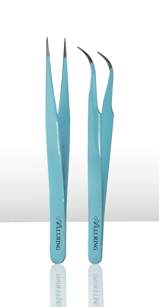 Eyelash Extension 1 Set of Blue ESD Straight & Curved Tweezers Beauty and Personal Care iLash Store