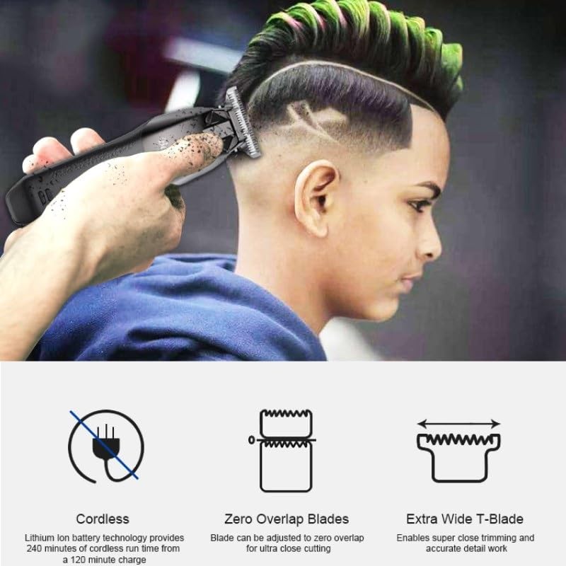 GLESVOWIO Pro Hair Clipper Professional Rechargeable Electric T-Shaped Contour Finishing Cutter Cordless Beauty and Personal Care GLESVOWIO