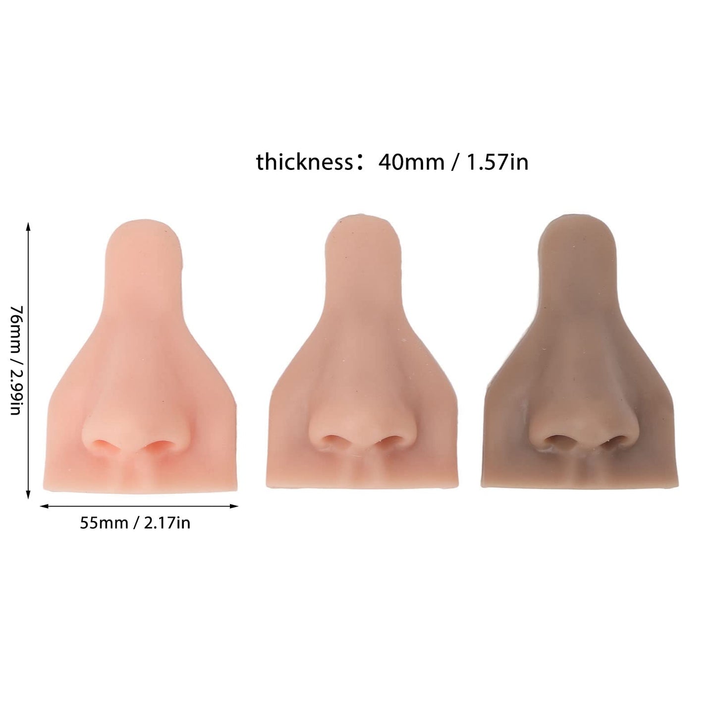 3Pcs Silicone Nose Model, Soft 3D Silicone Flexible Model for Practicing Suture Teaching Instructions Body Part Displays for Jewelry Display Teaching Beauty and Personal Care Agatige