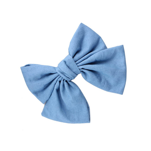Blue Denim Hair Clip Pin Bow Girls Blue Jeans HairClip Girls Large Bows HairPin BW01 (Light Blue) Beauty & Personal Care BBTDIN