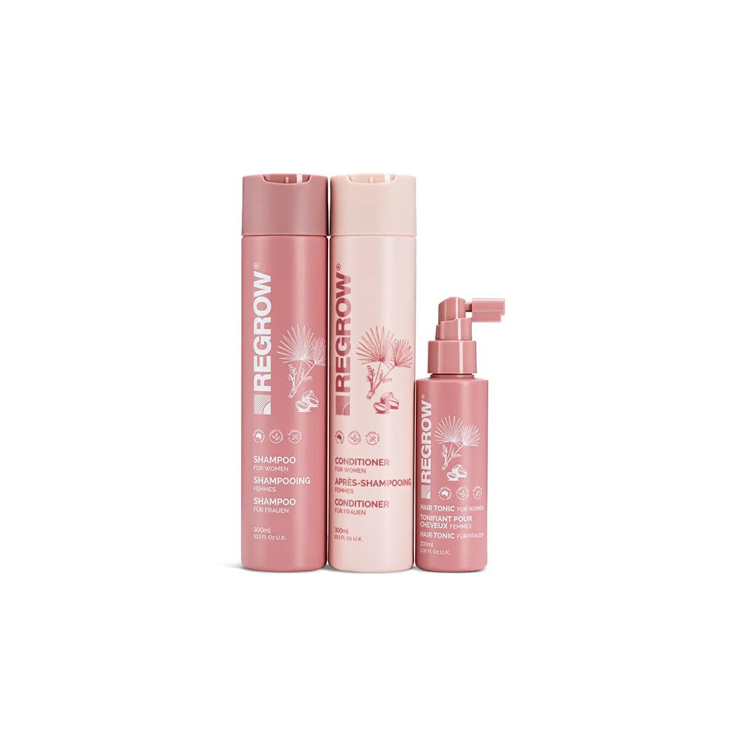 Regrow Hair RegrowthTreatment For Women. Full Set Shampoo, Conditioner & Hair Tonic, For Thicker Fuller Hair, With Caffeine Biotin & Niacinamide Beauty & Personal Care REGROW