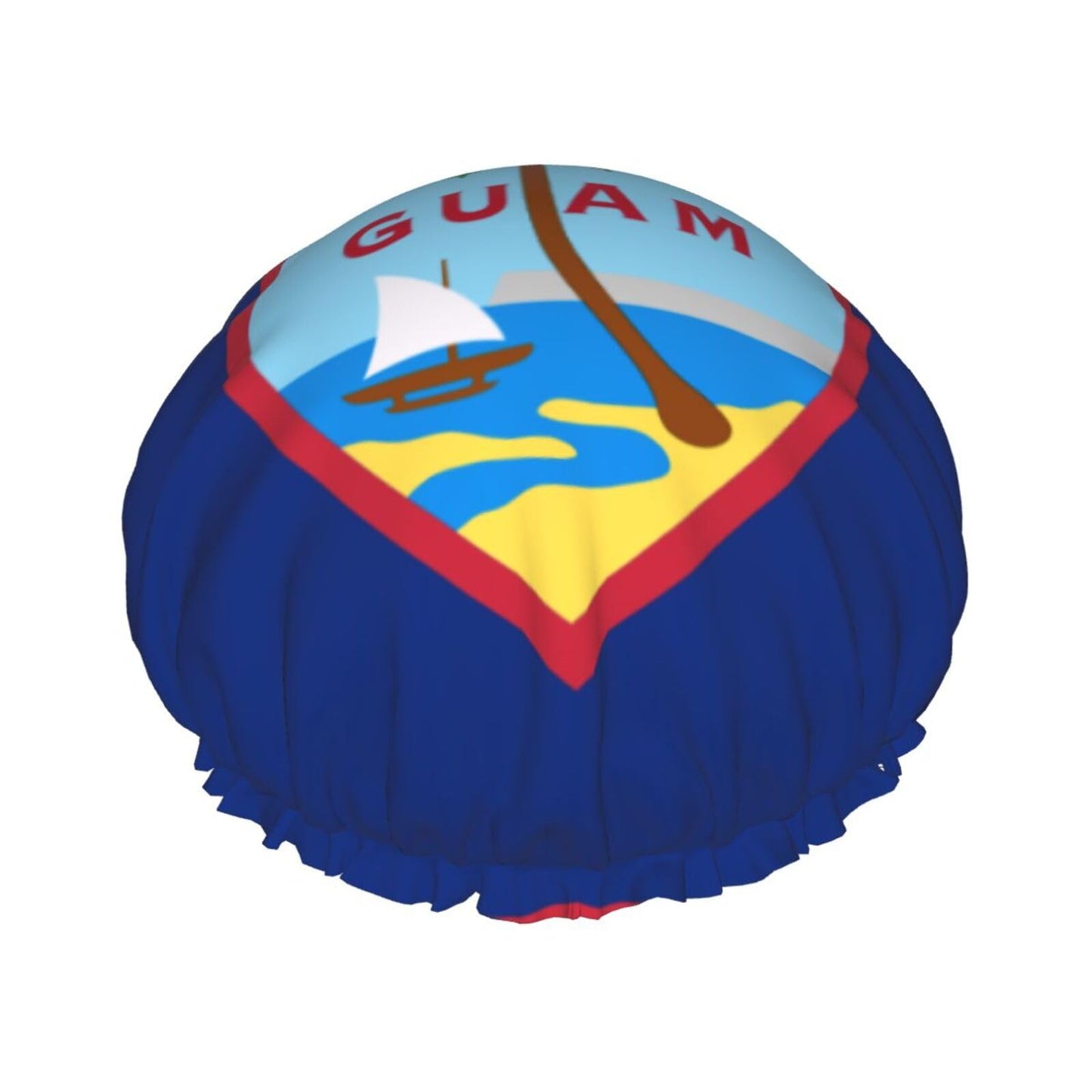 Guam Flag Prints Shower Cap Double Layer Lined Waterproof Bathing Shower Hat Beauty and Personal Care Hayyett