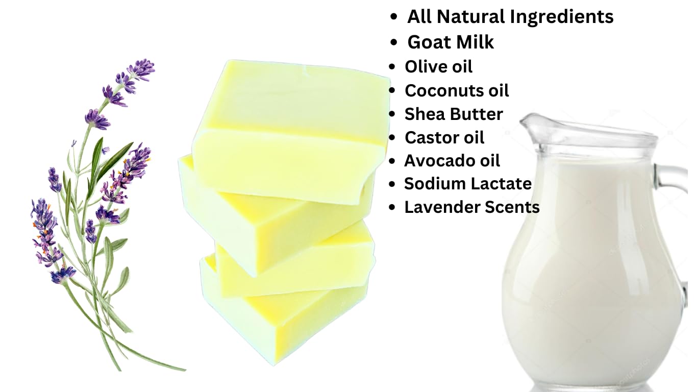 Natural Body Goat Milk Soap Bars with Coconut & Shea Butter oil pack of 4 All Natural Ingredients for women & Men. Lavender Aromatic Scent Beauty & Personal Care Natural Body Soap