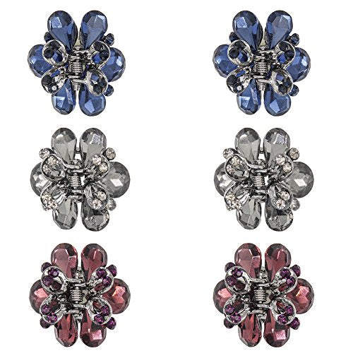 Carede 1.2 inch Rhinestone Butterfly Claw Hair Clips Hair Clamp,Crystal Bow Hair Jaw Clip Barrettes for Girls Women,Pack of 6 Beauty & Personal Care Carede