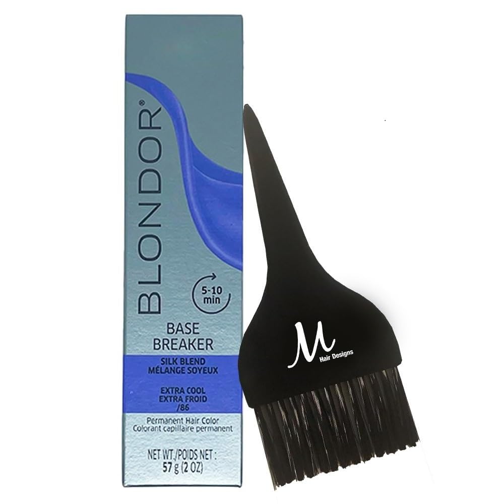 Blondor Base Breaker Extra Cool /86 Permanent Hair Color 2 Fl Oz and M Hair Designs Tint Brush (Bundle)