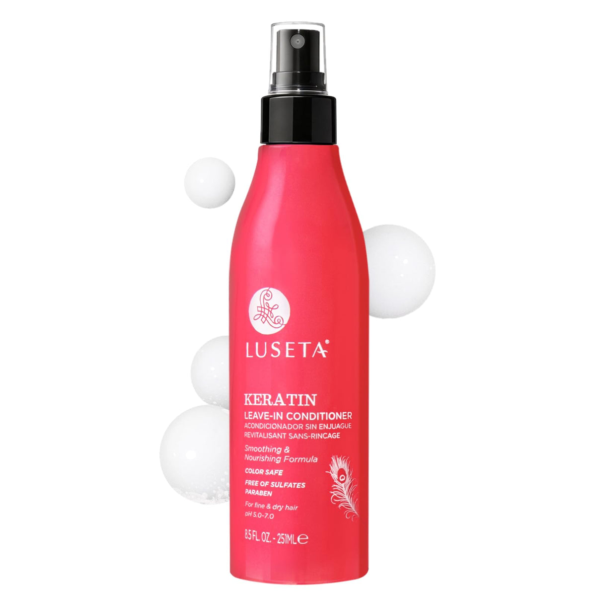 Luseta Keratin Leave in Spray, Repair Dry Damaged Hair & Tame Frizz, 8.5oz