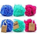 IMPRESA Mesh Bath & Shower Loofah Sponges - 5-Inch - Pack of 6 Gentle Exfoliating Body Scrubber & Bath Pouf - Home & Travel Loofah Pack - Durable Beauty & Personal Care IMPRESA
