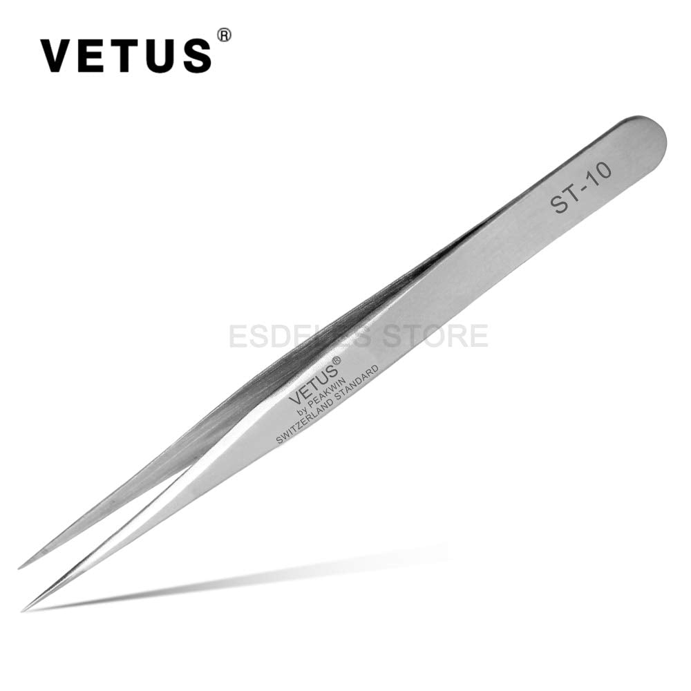 Vetus Tweezer Professional Tweezers Tool ST-10 Non-magnetic Stainless Steel Pointed Tip Beauty and Personal Care Vetus
