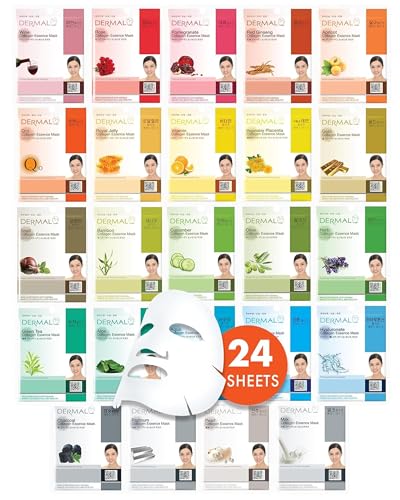 DERMAL 24 Combo Korean Essence Sheet Mask Variety Pack, Collagen & More Beauty and Personal Care DERMAL Default Title