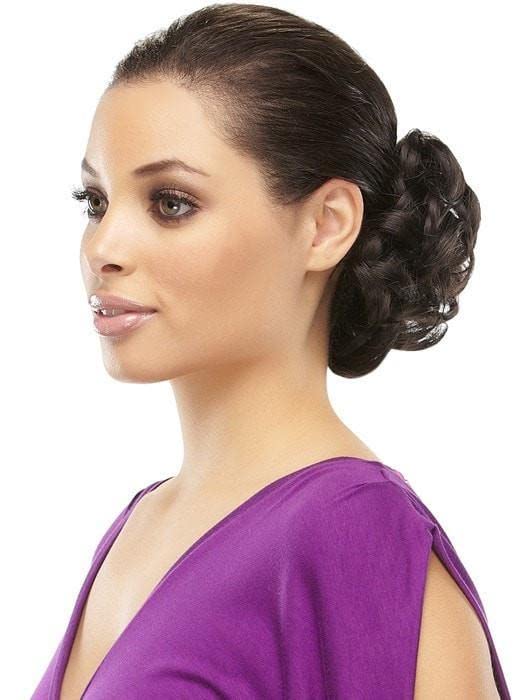 Fun Bun Hair Wrap Color 33 Dark Auburn - Easihair Hairpieces Elastic Band 4" Length UpDo Ponytail Accent Synthetic Fiber Curly Wavy Locks 676a Bundle