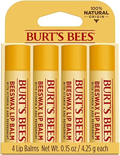 Beeswax Lip Balm Pack by Burts Bees for Unisex - 4 x 0.15 oz Lip Balm Beauty and Personal Care Burt's Bees