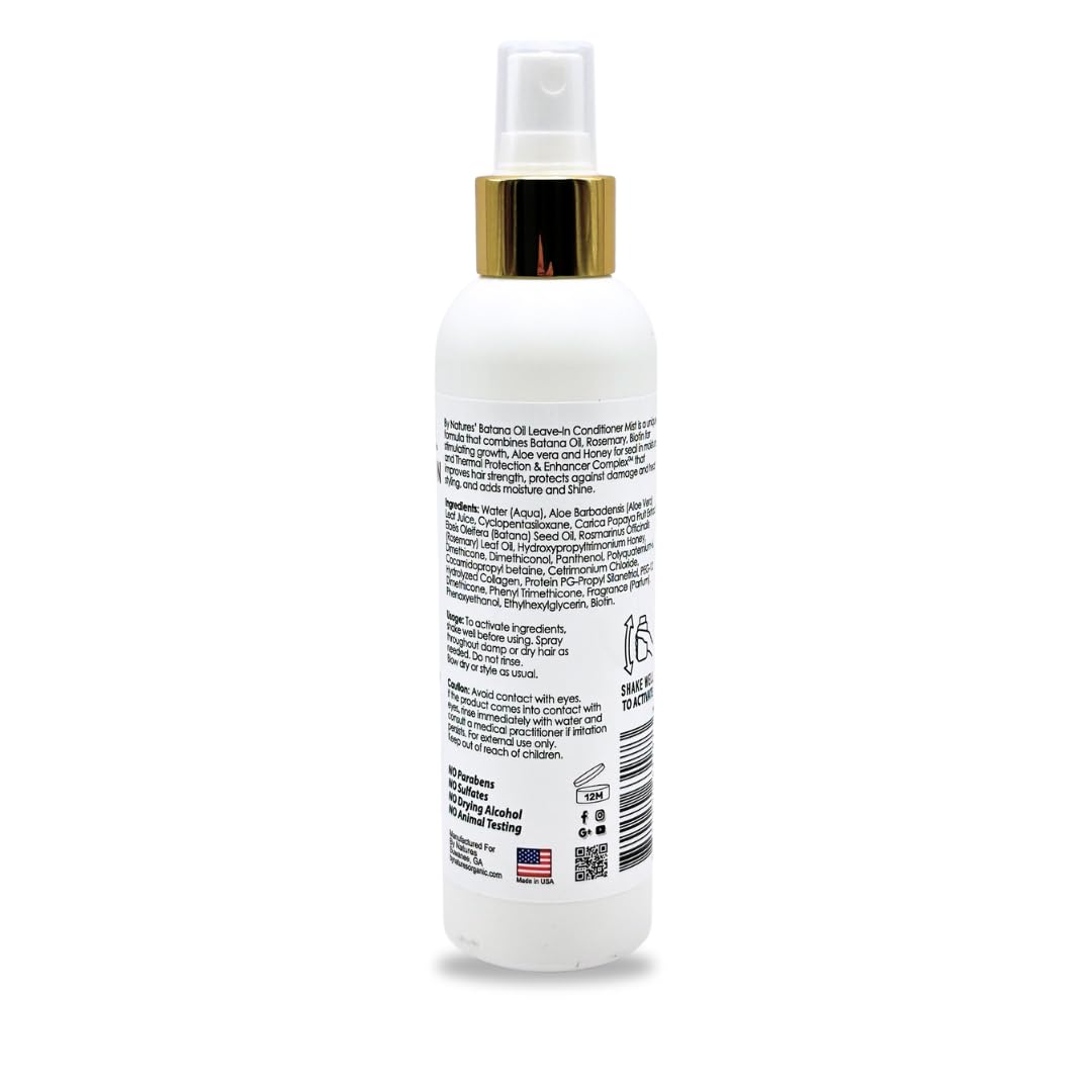 By Natures Batana Oil Thermal Protection Leave In Mist 6 fl.oz, with Honey, Aloe Vera, Papaya Beauty & Personal Care By Natures
