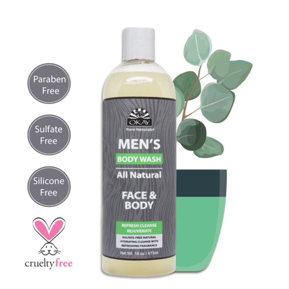 Okay men's all natural body & face wash 16 fluid ounce, Yellow, 16 Fluid Ounce Beauty & Personal Care OKAY