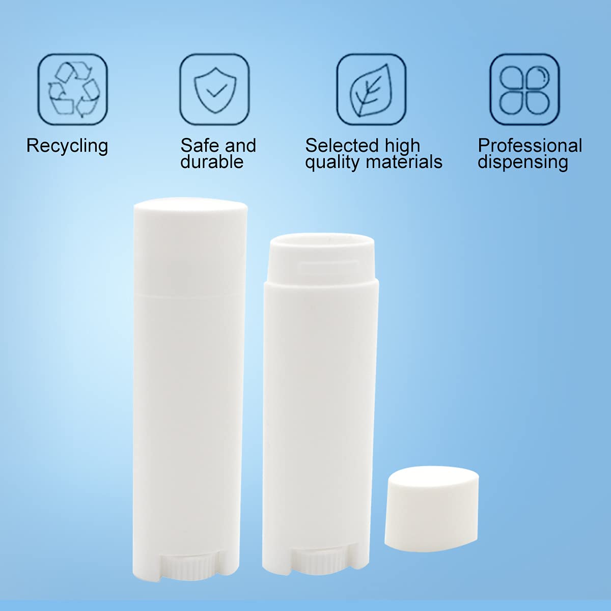 Ewanda Store 5ml Oval Lip Balm Tubes, 100PCS Plastic White Empty Deodorant Containers, Lip Gloss Container Holder With Caps Beauty and Personal Care Ewanda store