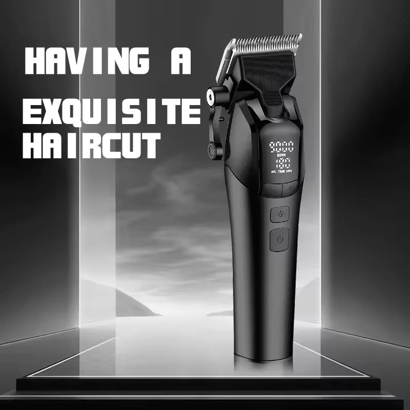 QDKVTNDJZ Professional Hair Clippers for Men, DLC Blade Electric Barber with LED Display Wireless USB Rechargeable Trimmer with 10 Guide Combs Beauty and Personal Care QDKVTNDJZ