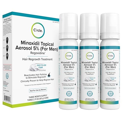 Minoxidil for Men Foam 5% - Unscented 3 Month Supply - Helps Restore Vertex Hair Loss & Thinning - 5% Minoxidil Foam For Men - Extra Strength Supports Beauty and Personal Care C'rcle Default Title