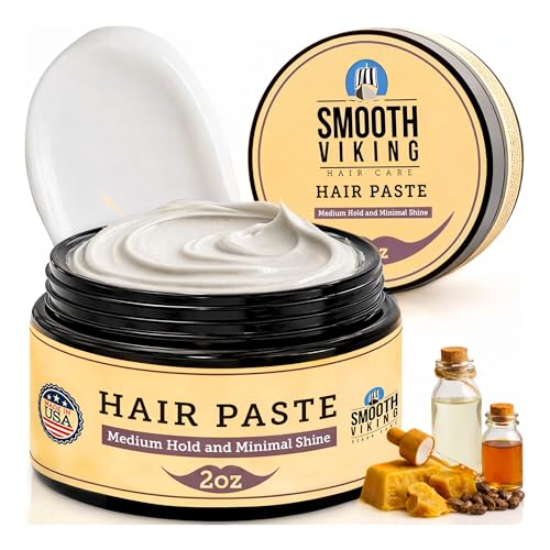 Smooth Viking Hair Paste for Men - Natural Matte Styling Paste for Textured Messy Hairstyle Hair Cream, Hair Styling Cream with Minimal Shine & Medium Beauty & Personal Care SMOOTH VIKING BEARD CARE