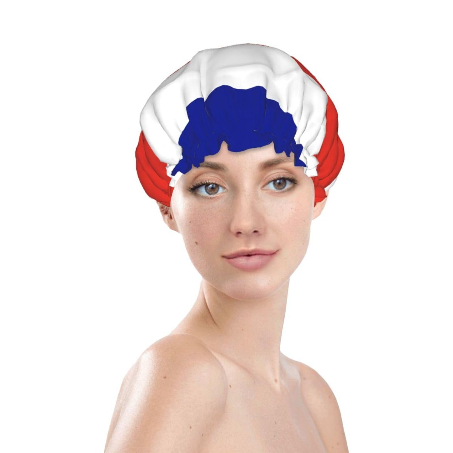 Costa Rica Flag Prints Shower Cap Double Layer Lined Waterproof Bathing Shower Hat Beauty and Personal Care Hayyett