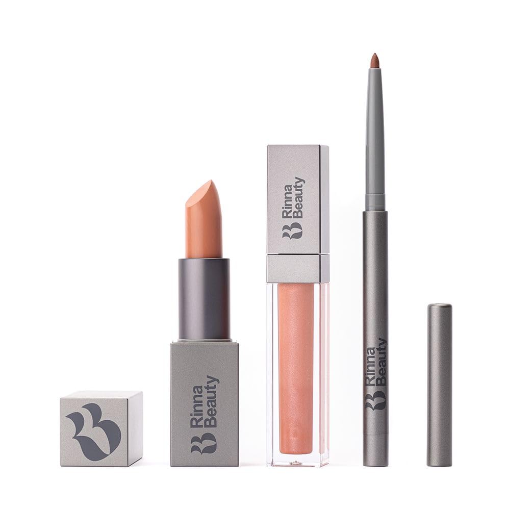 Rinna Beauty Icon Lip Kit - Birthday Suit - All-in-one Lip Kit Includes Lipstick, Lip Gloss, and Lip Liner - TRUE NUDE look - Vegan, Long-lasting, Beauty & Personal Care Rinna Beauty