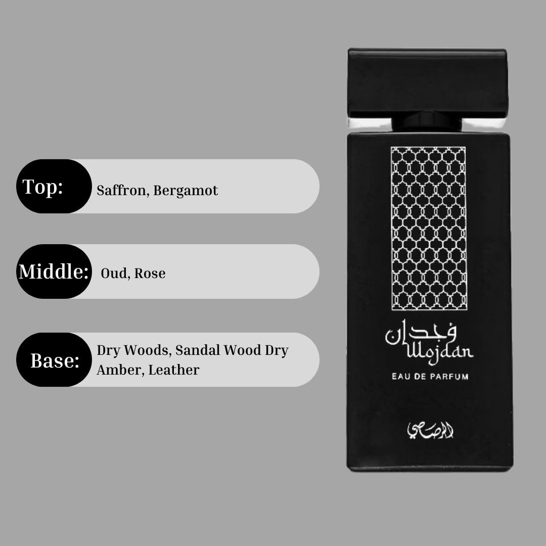 RASASI Wojdan Eau De Parfum Men Spray 100ML (3.38 OZ) Arabian Perfume - Warm Spicy, Floral and Woody Fragrance, Long Lasting, Captivating Beauty & Personal Care RASASI