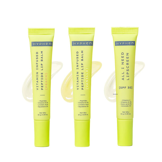 Hyphen Lip Balm Combo for Dry & Chapped Lips - Vanilla & Peach Scents with SPF 30 Protection - Hydrating & Moisturizing for Men & Women Beauty and Personal Care Hyphen