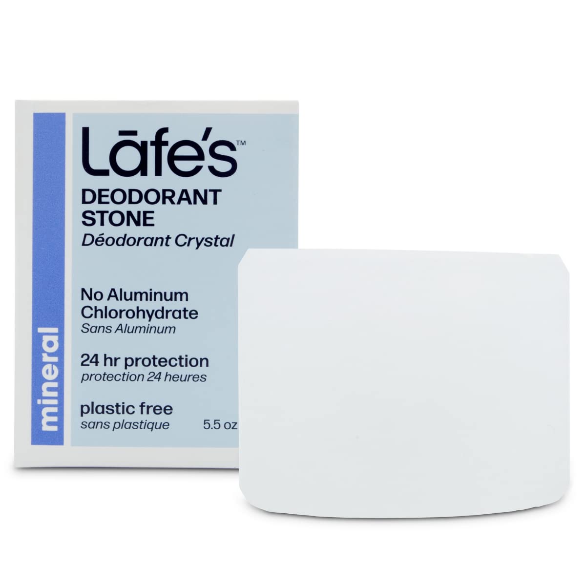 Lafe's Natural Deodorant - 5.5oz Unscented Crystal Rock Aluminum Free Natural Deodorant Stone - Plastic Free Packaging Beauty and Personal Care Lafe's