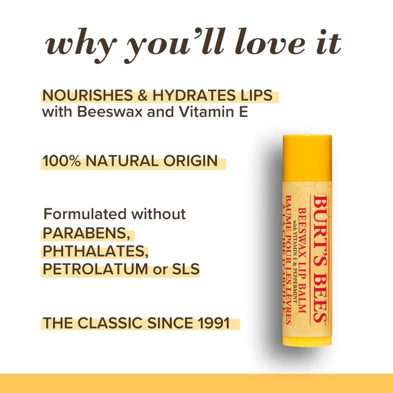 BURTS BEES Beeswax Lip Balm, 1 EA Beauty and Personal Care Burt's Bees