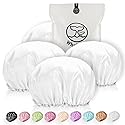 Shower Cap for Women Reusable Extra Large Shower Cap for Men (White 4 Pack Large) Satin Double Layer EVA Waterproof Long Hair Cap Beauty & Personal Care WhaleLife