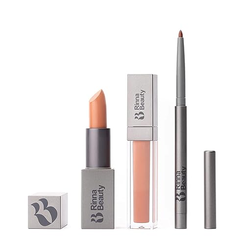 Rinna Beauty Icon Lip Kit - No Apologies - All-in-one Lip Kit - Includes Lipstick, Lip Gloss, and Lip Liner - NUDE CORAL look - Vegan, LONG-LASTING: Beauty & Personal Care Rinna Beauty