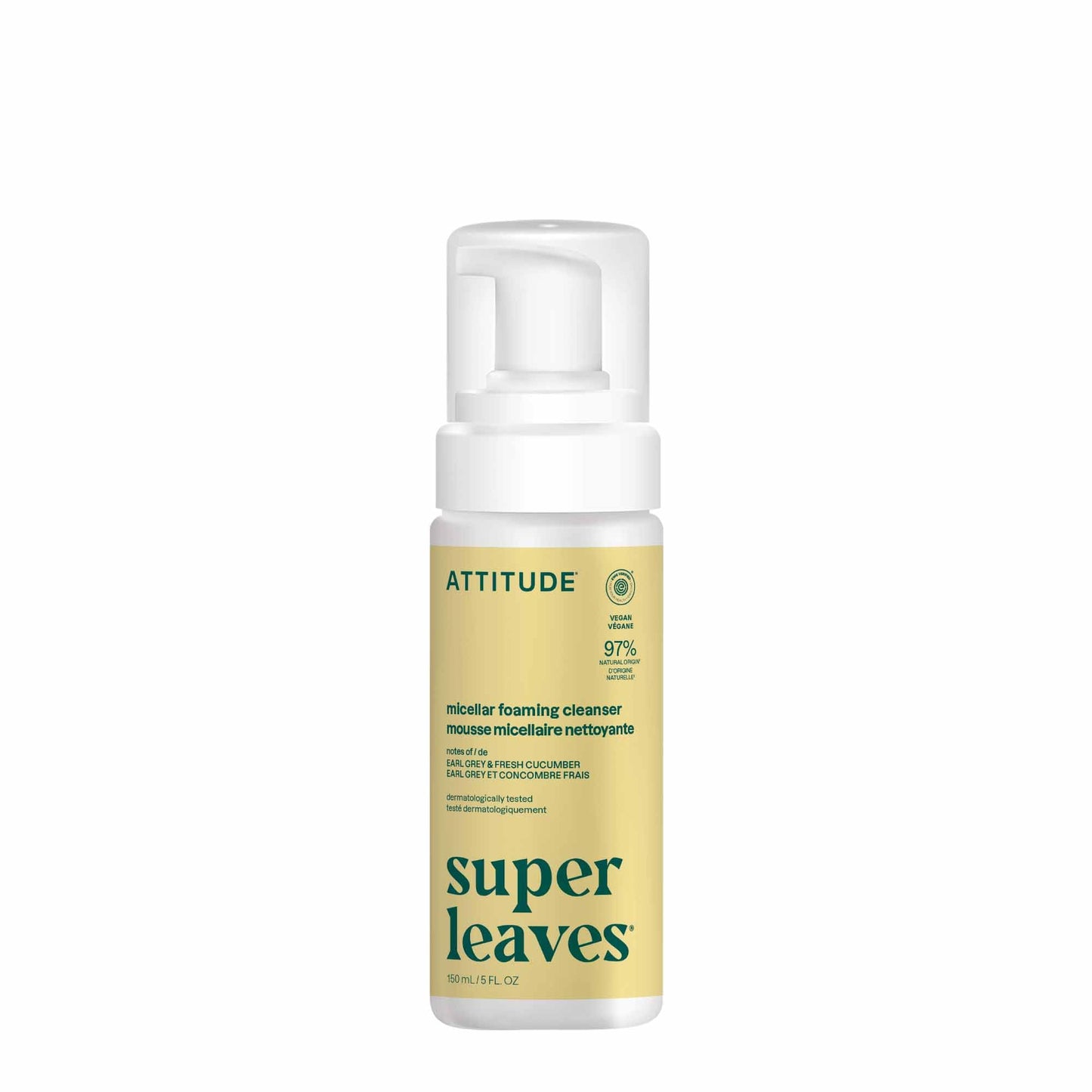 ATTITUDE Micellar Foaming Facial Cleanser, EWG Verified, Dermatologically Tested, Plant and Mineral-Based, Vegan, Earl Grey & Fresh Cucumber Scent, 5 Beauty & Personal Care ATTITUDE