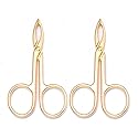 Motanar 2 Pieces Tweezers Scissor Handle Straight Tip Scissor Shaped Eyebrows Tweezers for Hair Plucker Remover Facial Hair Eyebrows Care (Golden) Beauty & Personal Care Motanar