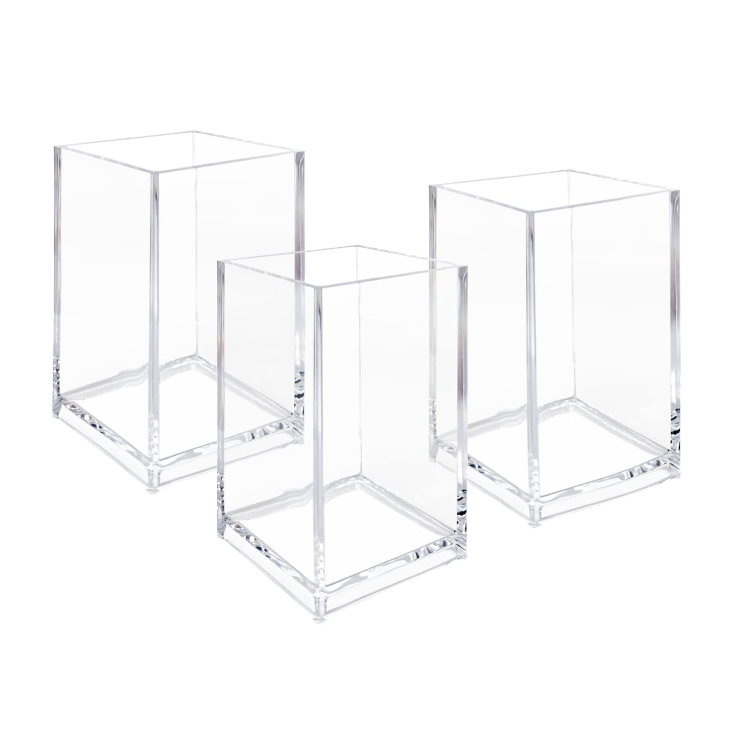 Newkita 3 Pack Clear Acrylic Cosmetic Pencil Pen Holder Cup, Clear Makeup Brush Holder, Desk Acrylic Brushes Storage Beauty and Personal Care Newkita