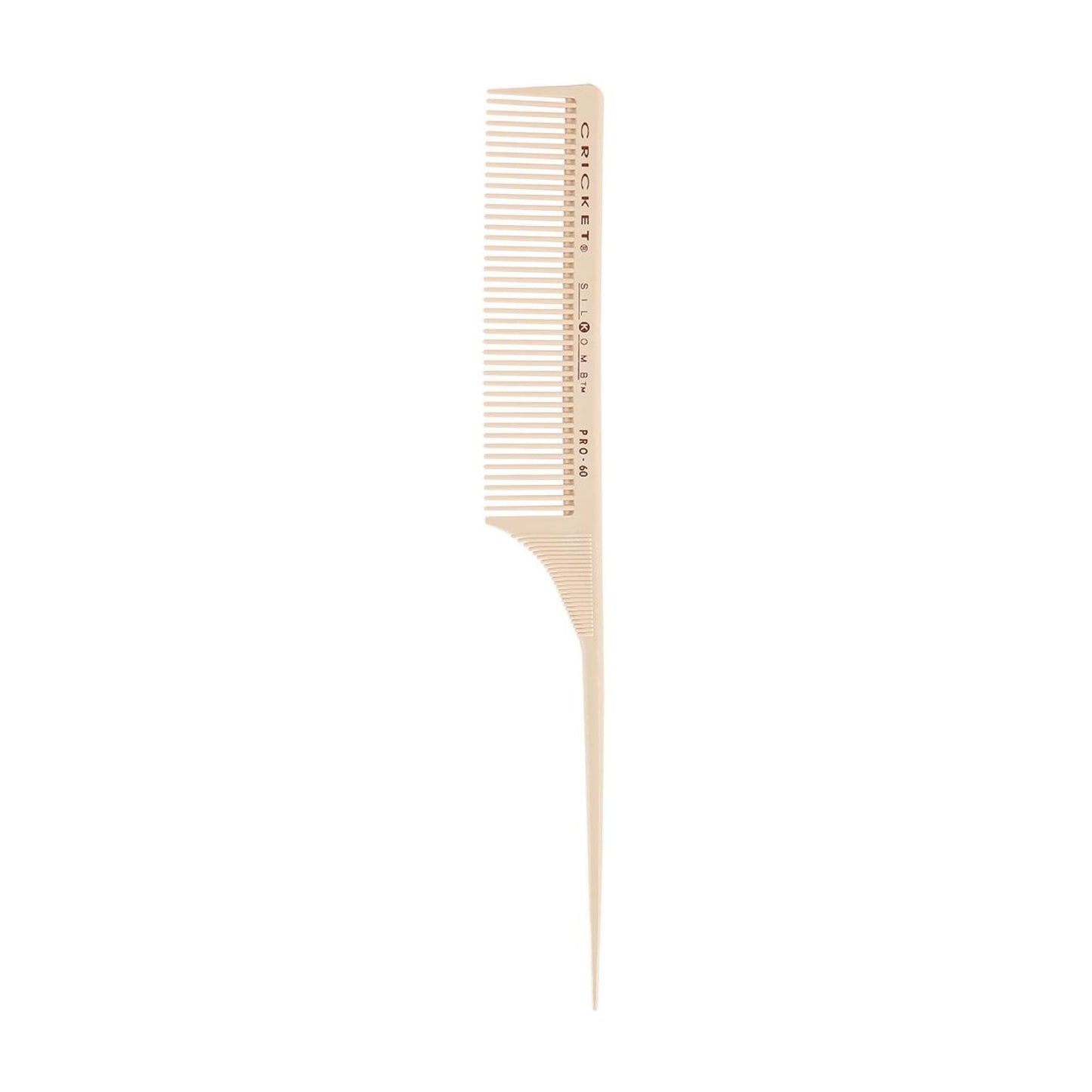 Cricket Silkomb Pro-60 Medium Tooth Rattail Comb - Japanese-Made, Silicone-Injected Design with Seamless Teeth for Precision Sectioning, Teasing Beauty & Personal Care Cricket