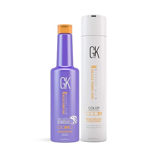 GK HAIR Global Keratin Moisturizing Conditioner and Silver Bombshell Purple Shampoo Set for Blonde & Gray Hair - Hydrating, Color-Protecting Formula Beauty & Personal Care GK HAIR
