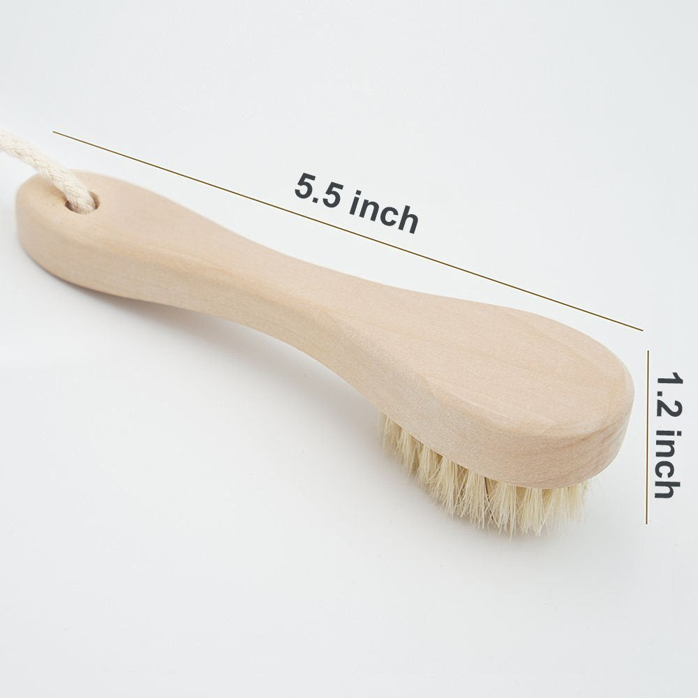 Wooden Facial Cleansing Brush Natural Bristles Wood Handle Wash Clean Exfoliate Scrub Cleaning Brushing Exfoliating Exfoliation Skin Care Face Beauty & Personal Care Aisilk