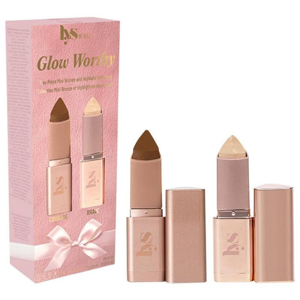 LYS Beauty Mini Glow Worthy Light Bronzer & Highlighter 2-Piece Set - Strength/Brave - Cream Bronzer Stick & Highlighter Duo Beauty & Personal Care LYS Beauty