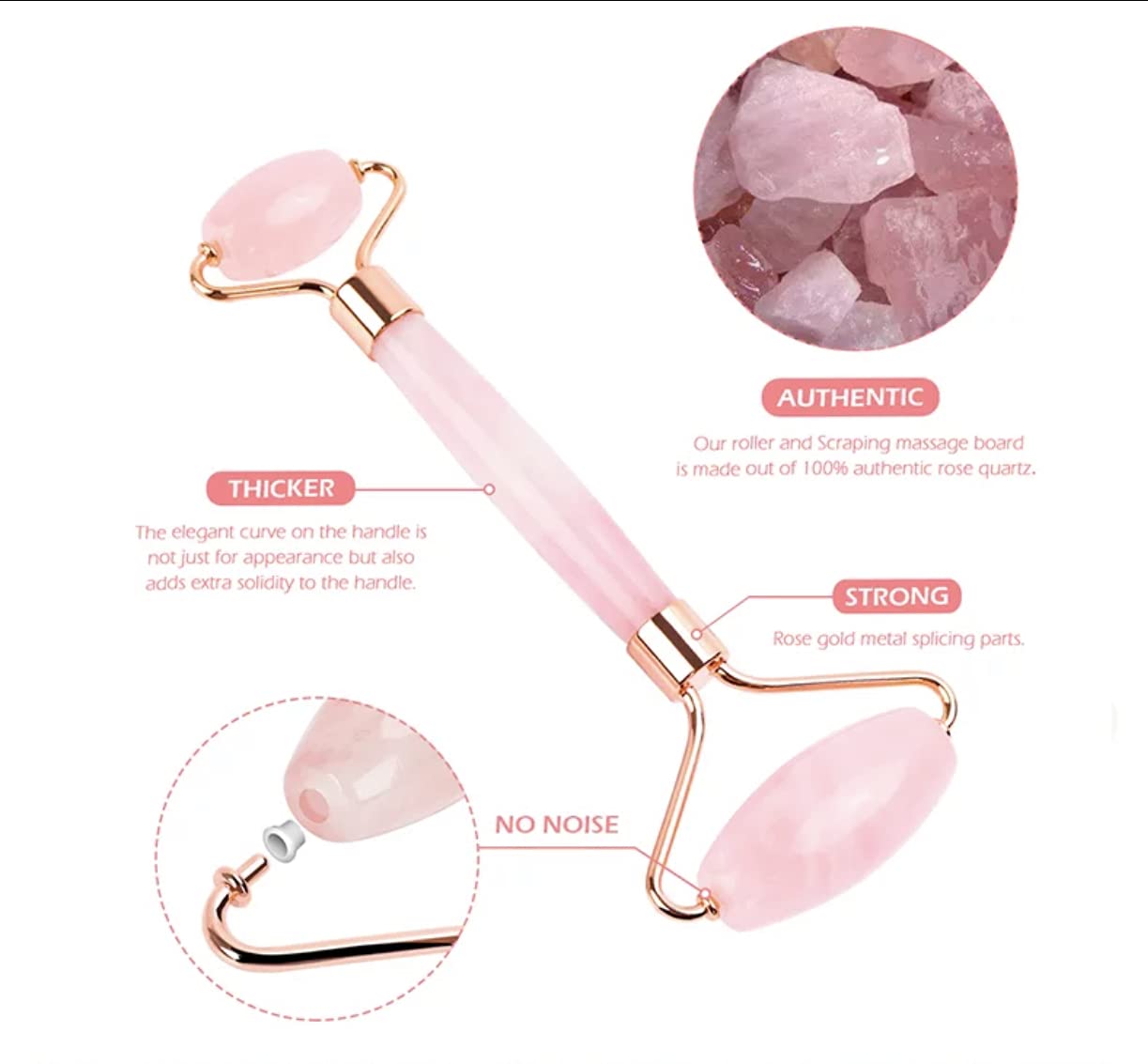 Face Roller Skin Care - Jade Roller Gua Sha Set, Rose Quartz Face Roller | Ultimate Facial Skin Care Products & Beauty Products Tools | Jade Facial Beauty & Personal Care June Berry
