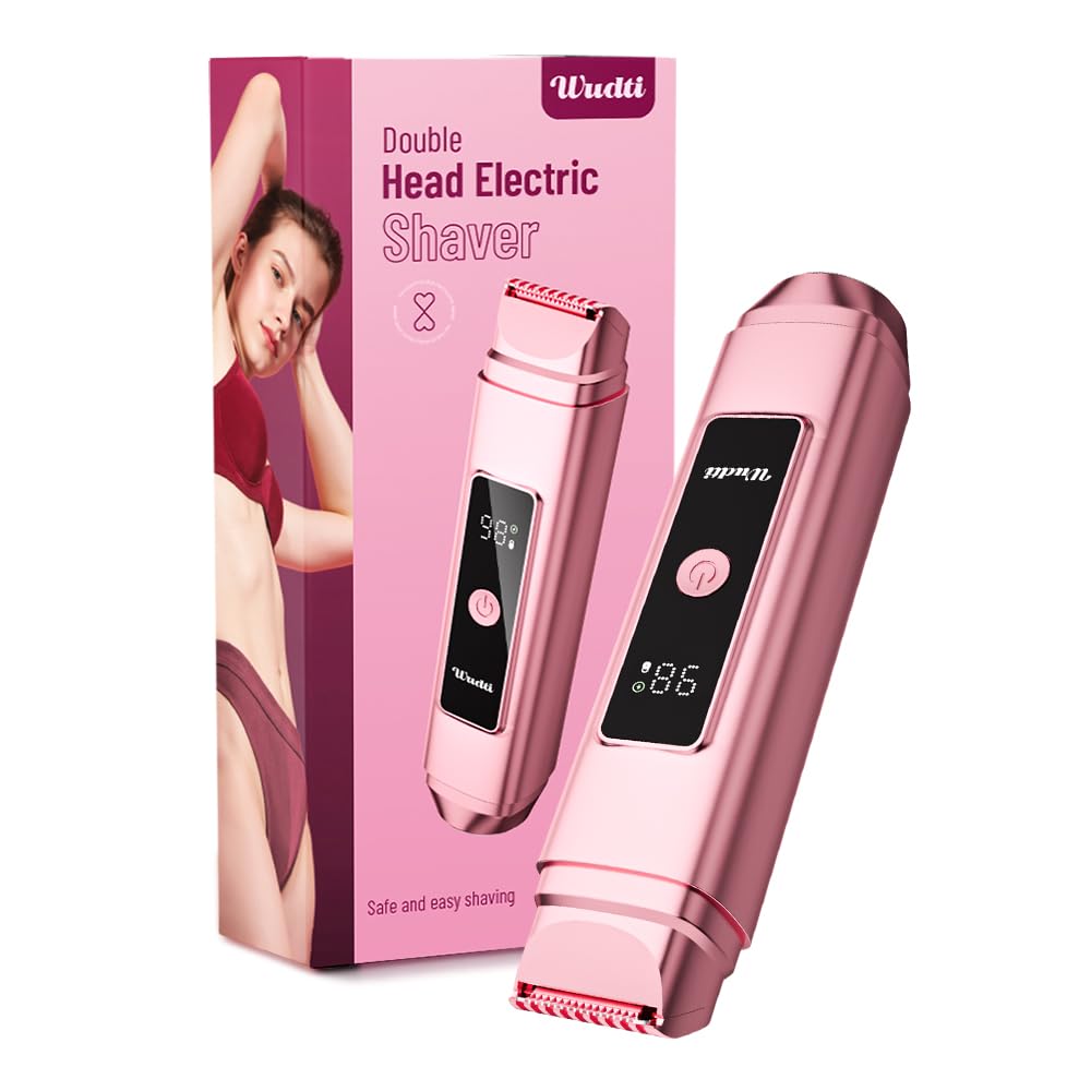 WUDTI Electric Bikini Trimmer for Women: Razor & Shaver with Dual Heads for Body Pubic Hair, IPX7 Waterproof with LED Display - Rechargeable Lady Beauty and Personal Care Wudti