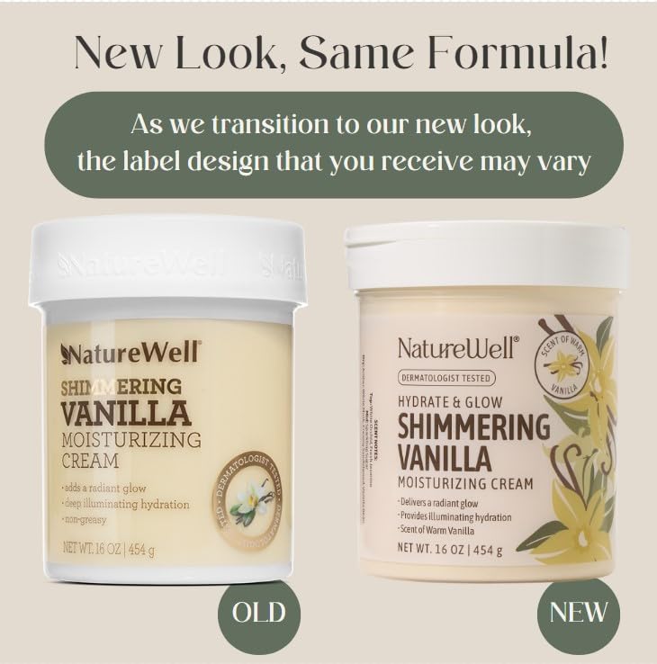 NATURE WELL Shimmering Vanilla Hydrate & Glow Moisturizing Cream For Face & Body, Intensely Nourishing & Softening, Delivers A Sparkling Radiance Beauty & Personal Care NATURE WELL