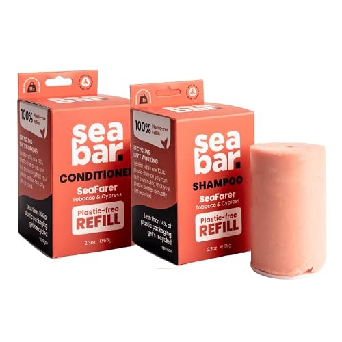 SeaBar Shampoo & Conditioner Bar Refill Set - All Natural Hair Shampoo - Vegan, Sulfate-Free, Eco Friendly Zero Waste Reusable Packaging with Travel Beauty & Personal Care SeaBar