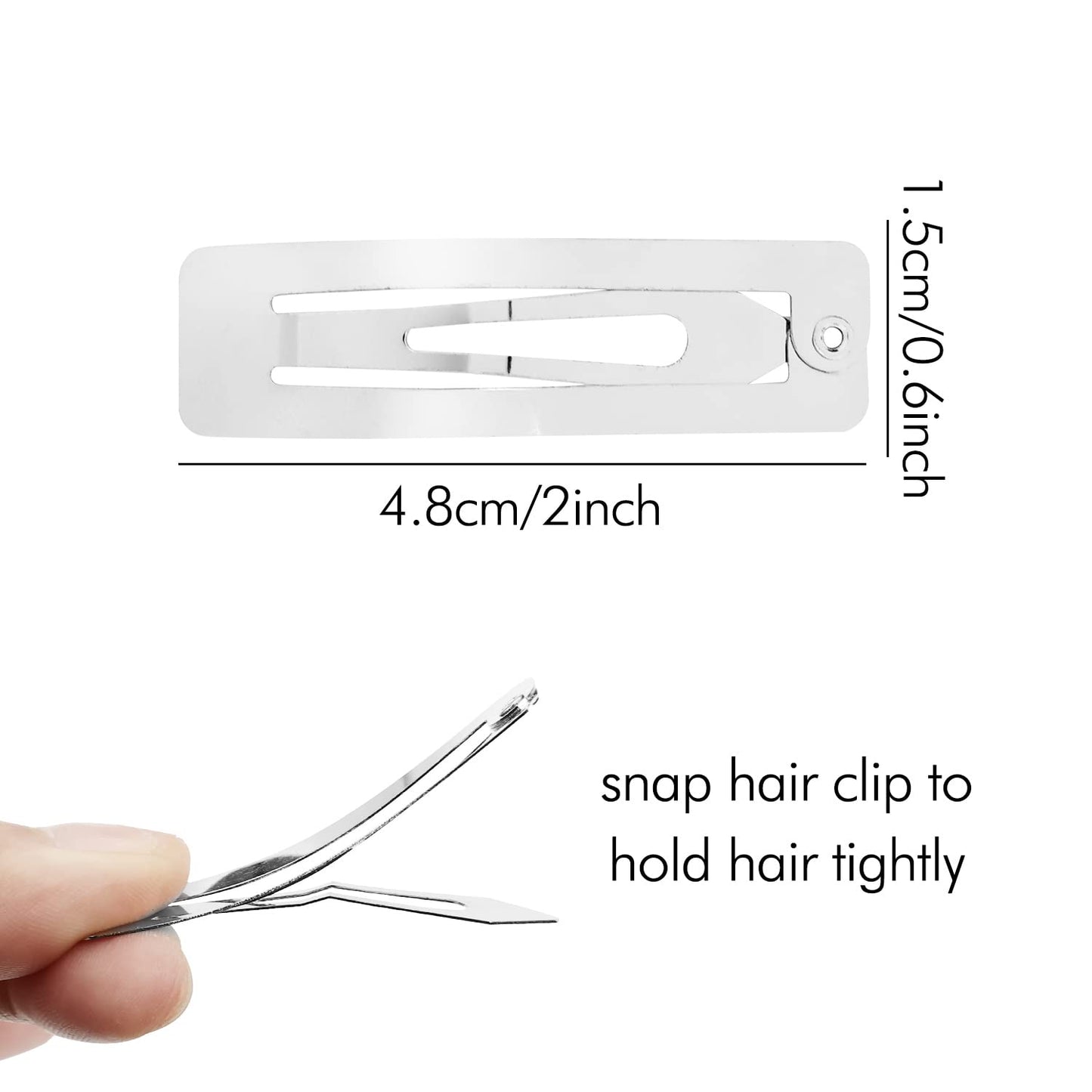 Lawie 100 Pack Bulk 2 Inch 5 CM Rectangle Square Snap Metal Hair Clips Barrettes Silver Hairpins Clips Thin Fine Bang Hair Holder Craft DIY Beauty & Personal Care Lawie