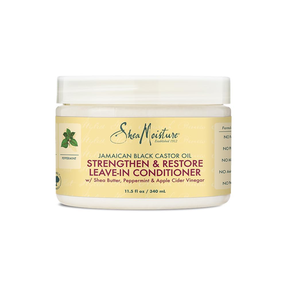 SheaMoisture Leave-In Conditioner with Pure Jamaican Black Castor Oil for Damaged, Over-Processed Hair - Softens and Detangles, 11.5 oz Beauty & Personal Care SheaMoisture