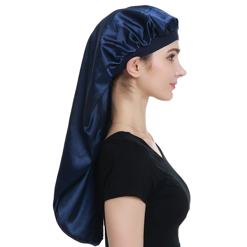 Braid Bonnet Satin Headscarf Hair Wrap for Sleeping Navy Beauty and Personal Care Alnorm
